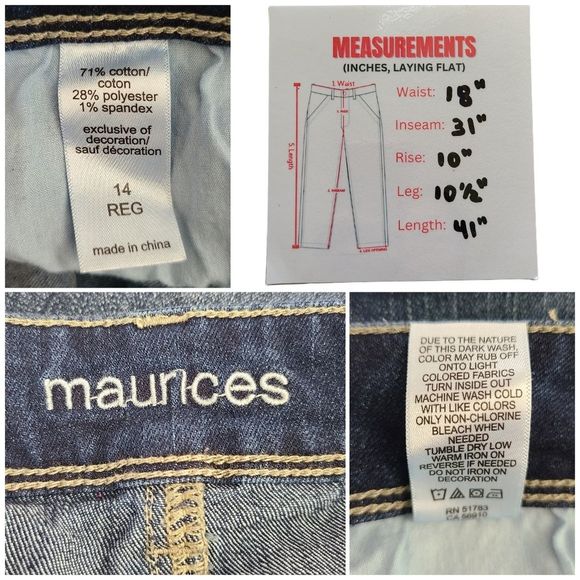 Maurices Flare Jeans Size 14 Dark Blue Denim Stretch Bootcut High Rise - Picture 7 of 8